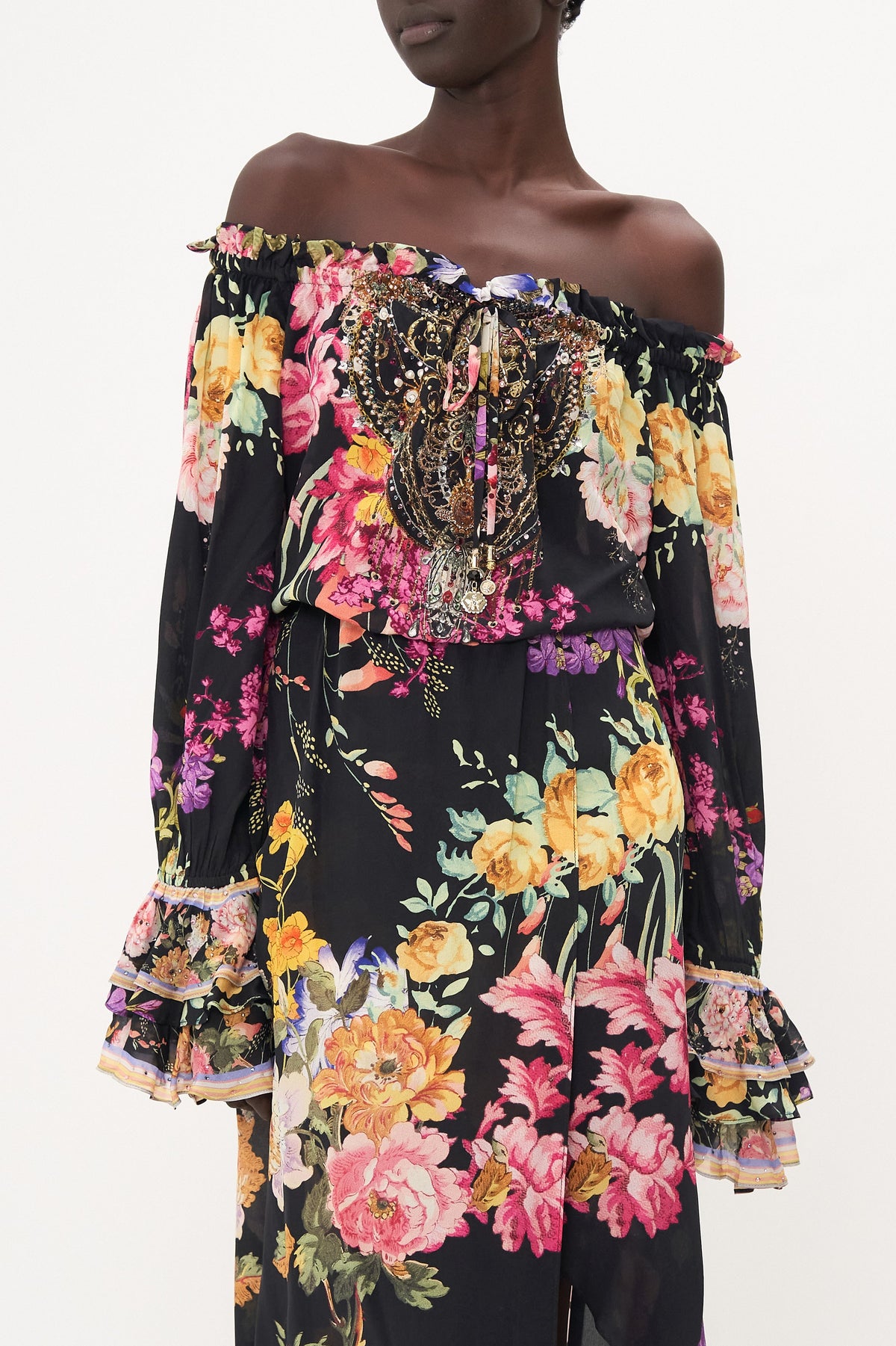 DROP SHOULDER SPLIT DRESS LIBERTINE LADY