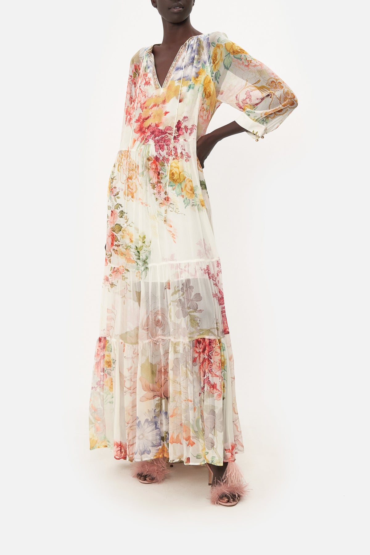 LONG GATHERED PANEL DRESS ROMANTIC RITES