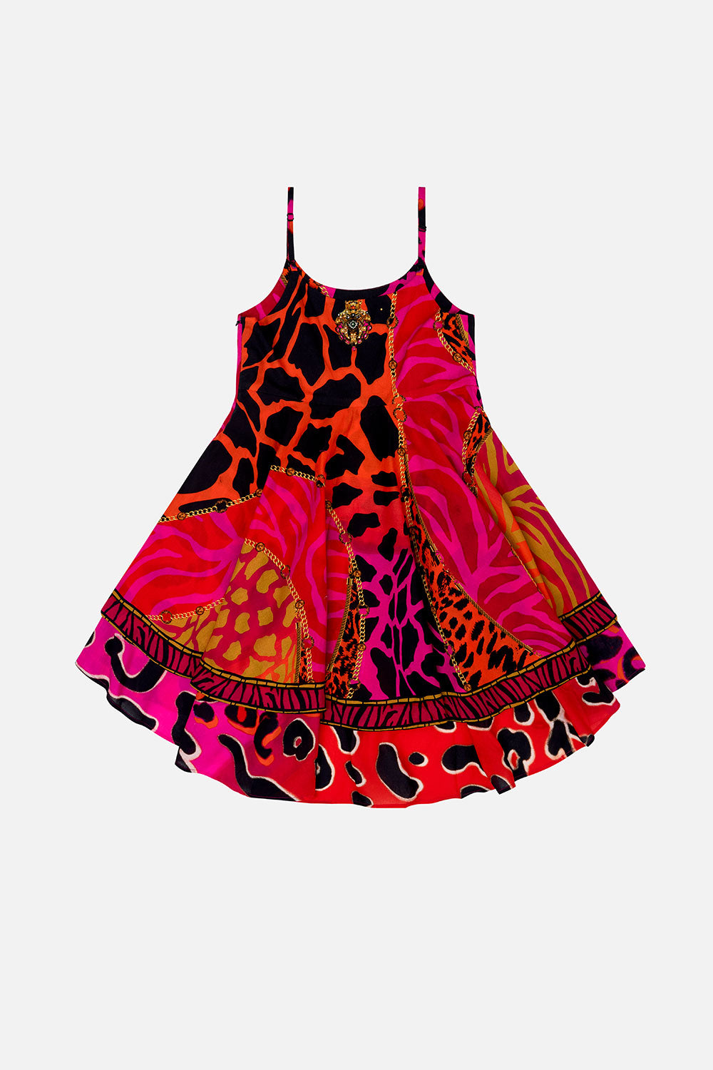 KIDS ROUND NECK TIERED DRESS 4-10 ALWAYS CHANGE YOUR SPOTS