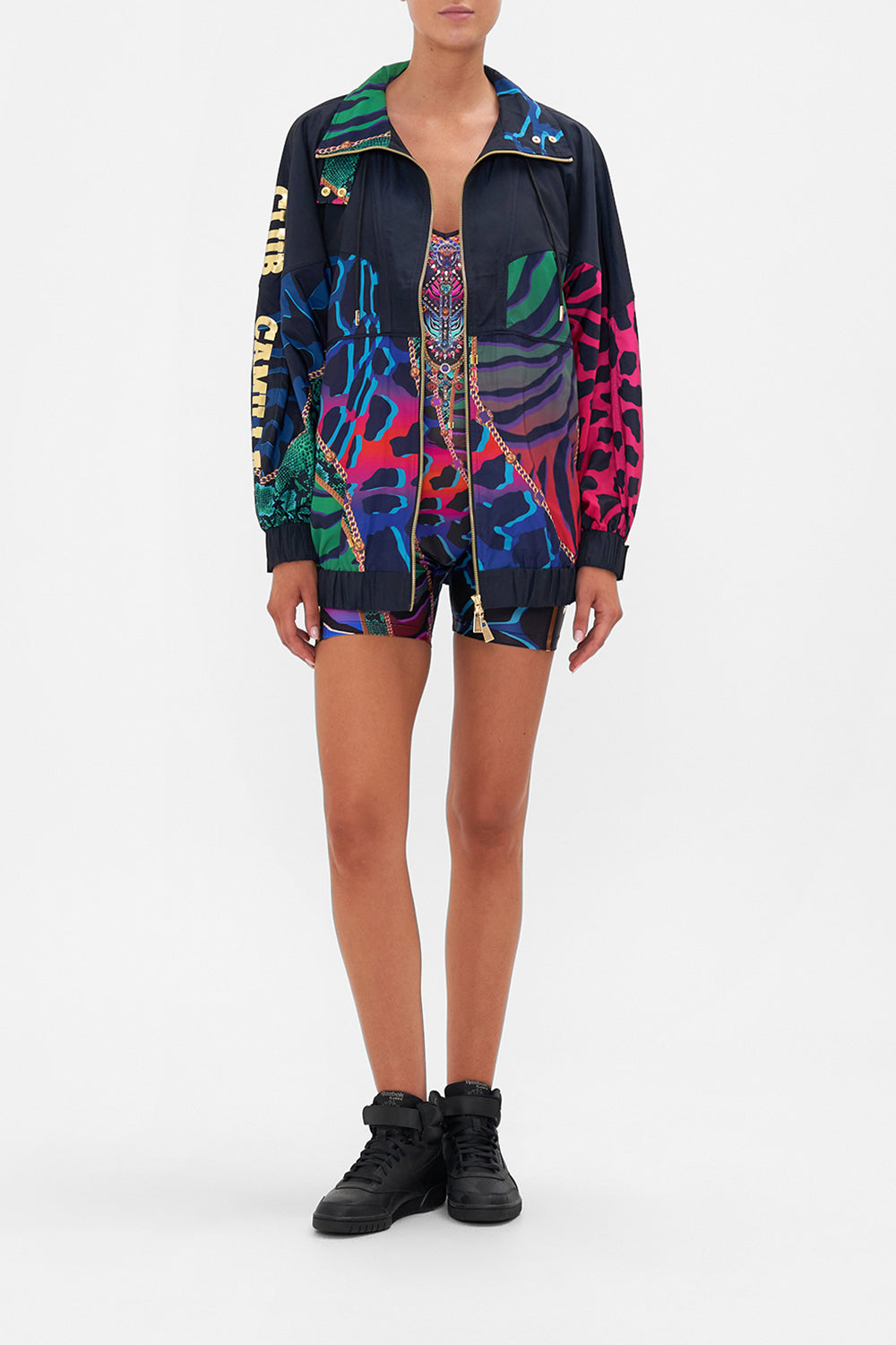 OVERSIZED ZIP FRONT HOODIE UNDER THE NEON SUN