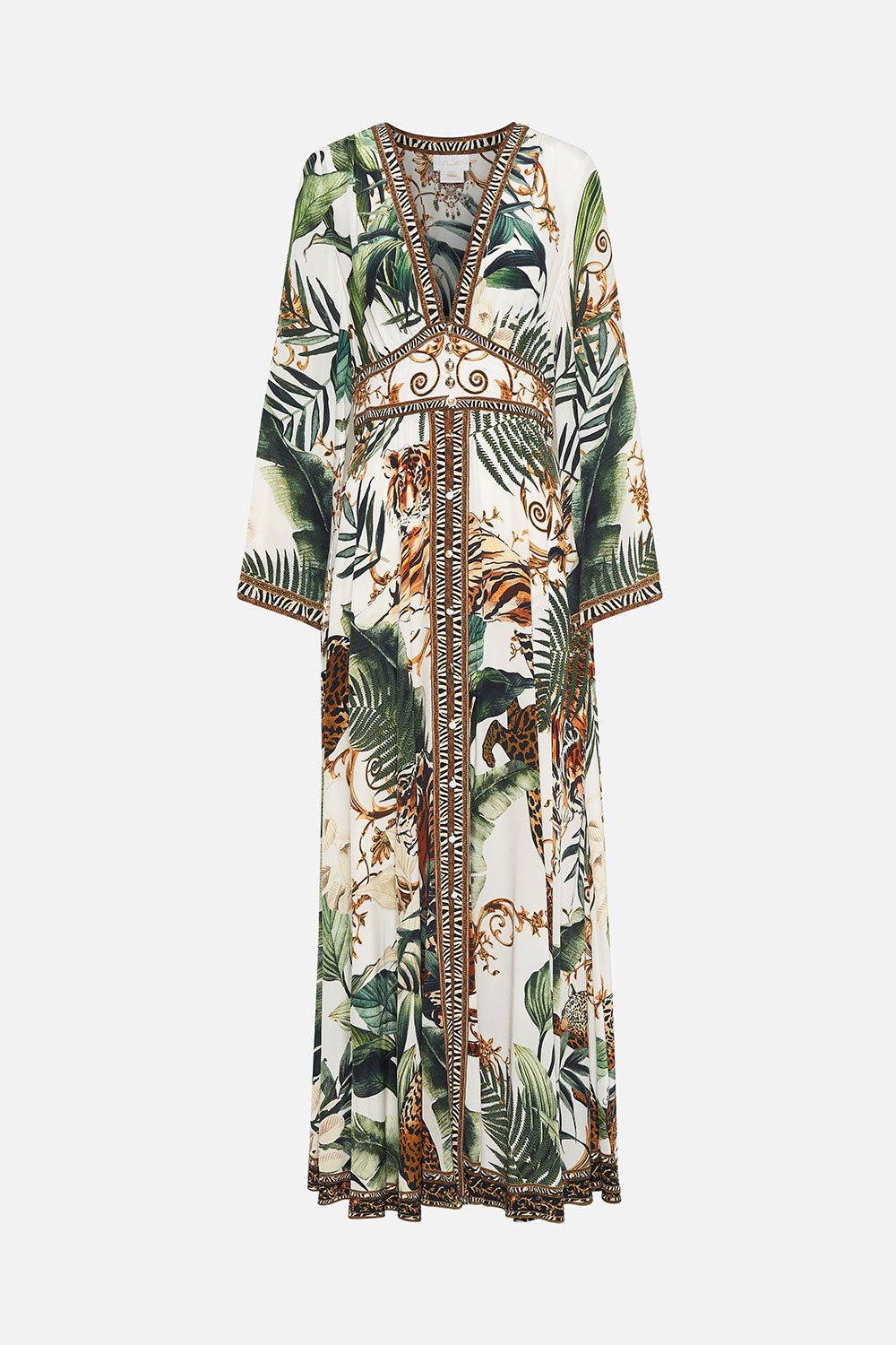 KIMONO SLEEVE DRESS WITH SHIRRING DETAIL TIGER TRAP