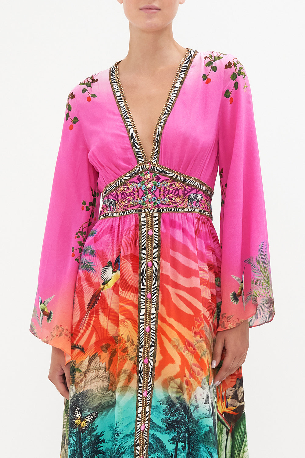 KIMONO SLEEVE DRESS WITH SHIRRING DETAIL UNTAMED RUNAWAY