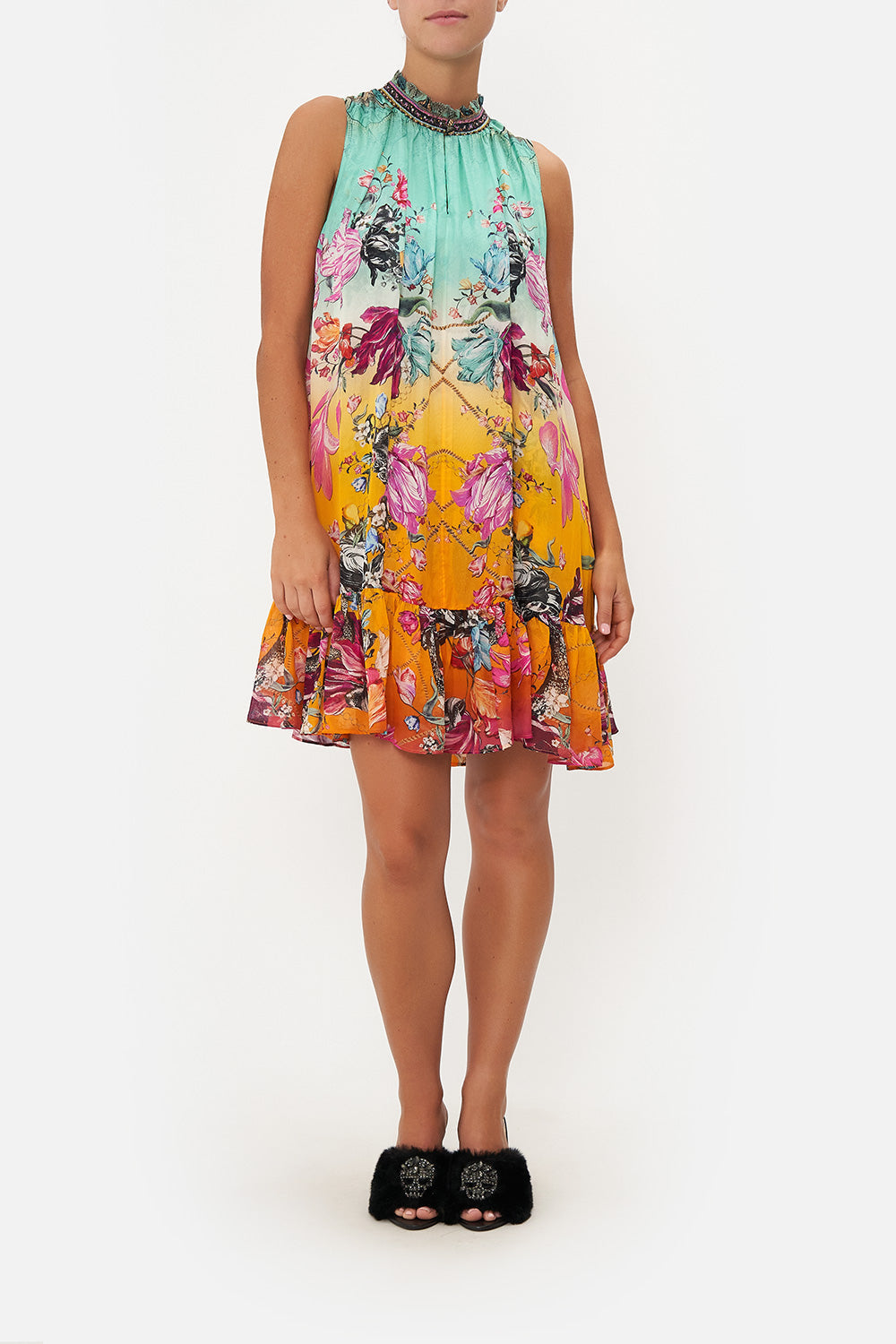 HIGH NECK RUFFLE DRESS VIPER ROOM