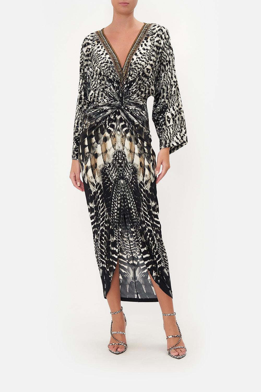 LONG SPLIT FRONT TWIST DRESS NIGHT OWL
