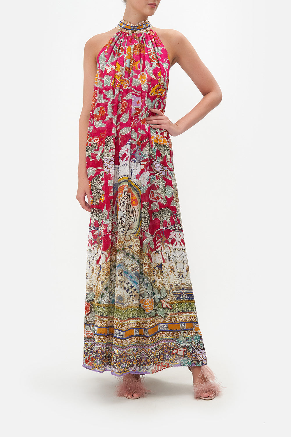 TIE NECK LONG DRESS TASTE OF TWILIGHT