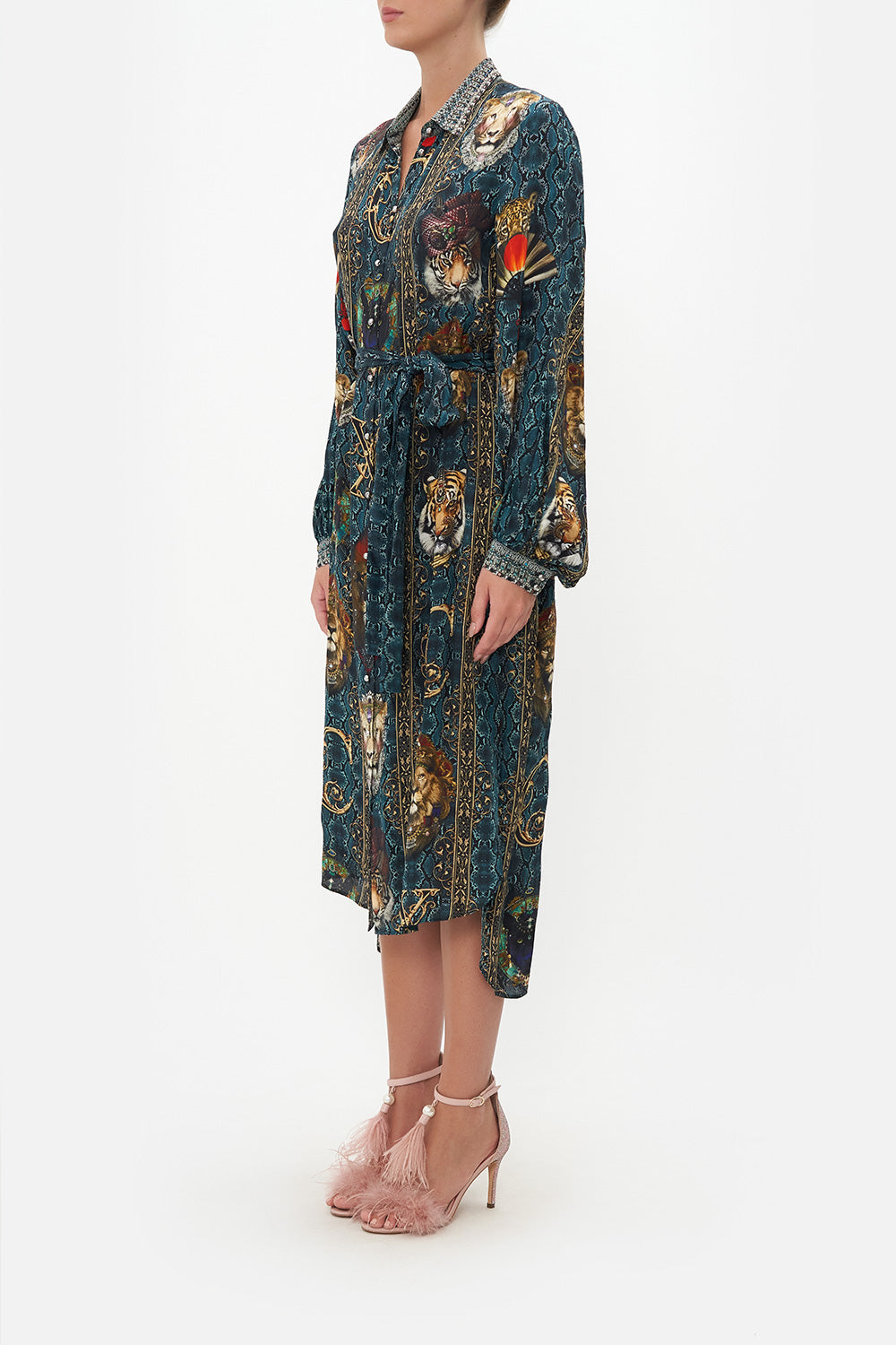 HIGH LOW MIDI SHIRT DRESS HEADS WILL ROLL