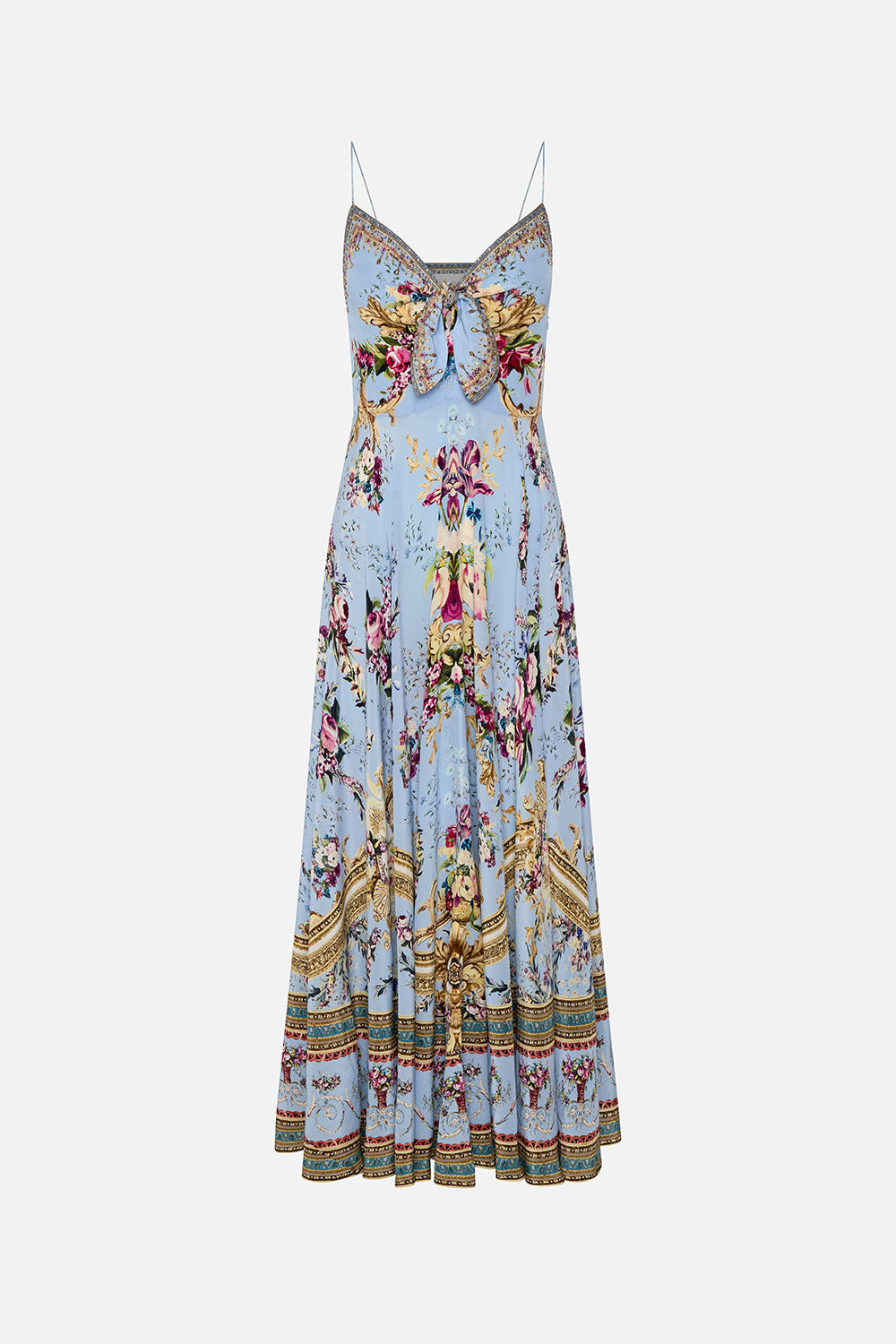 LONG DRESS WITH TIE FRONT FLORAFUL