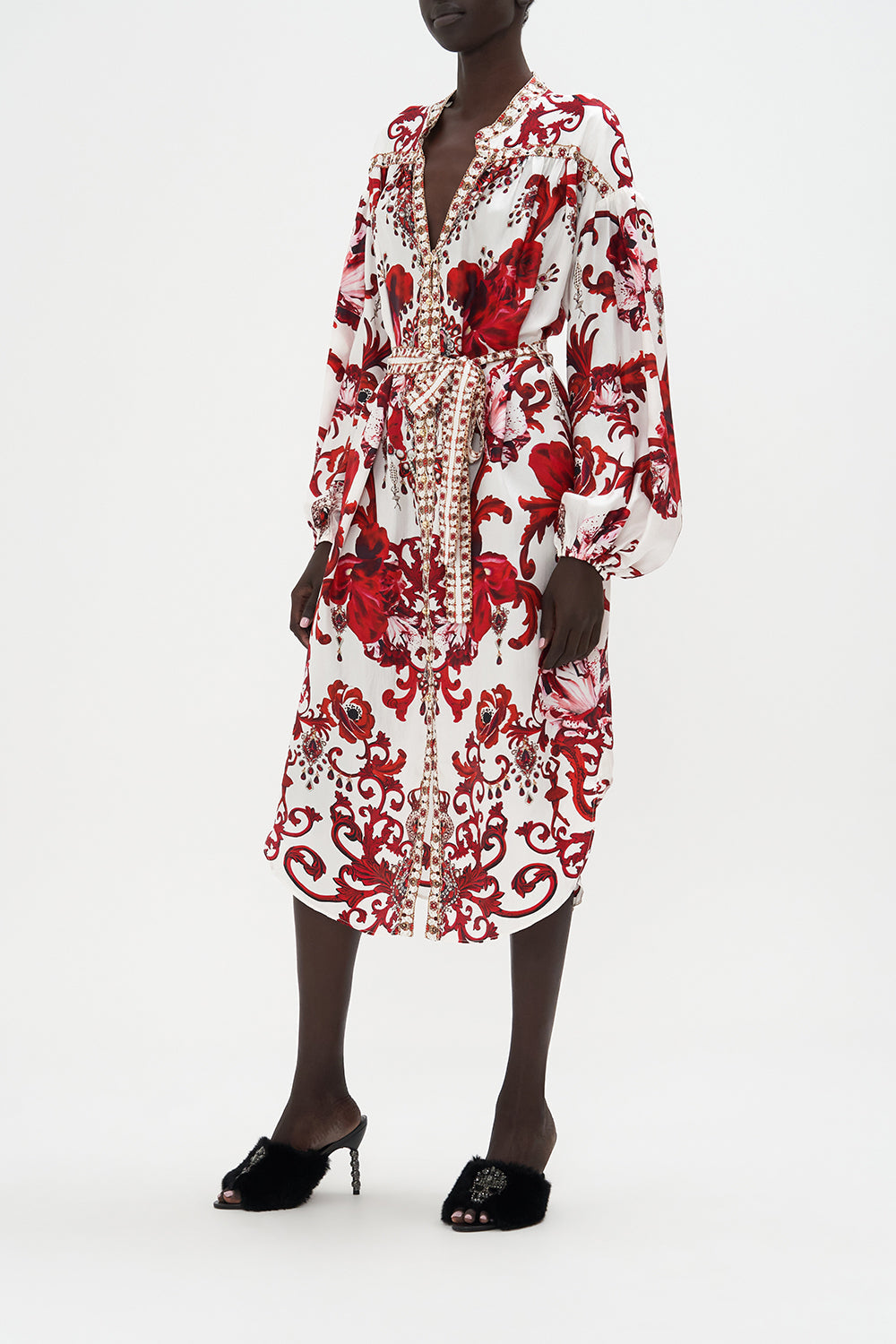 BLOUSON SLEEVE MIDI DRESS CROWN OF THORNS