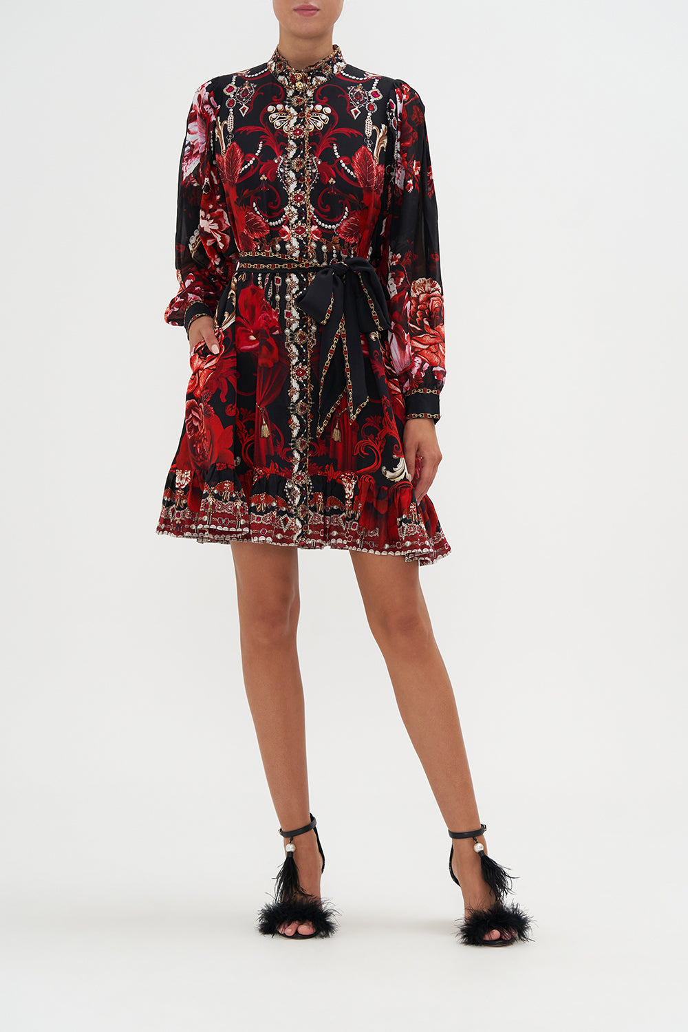 Drop Sleeve Shirt Dress Sisterhood Of The Rose print by CAMILLA