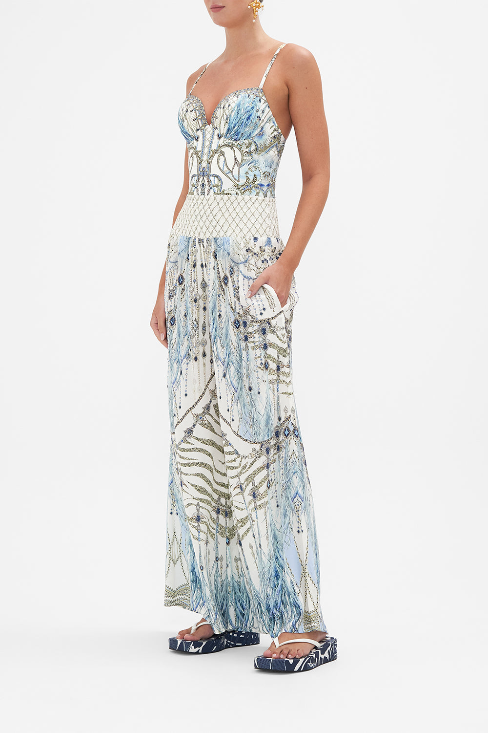 SHIRRED WAIST PANT MOON AND BACK