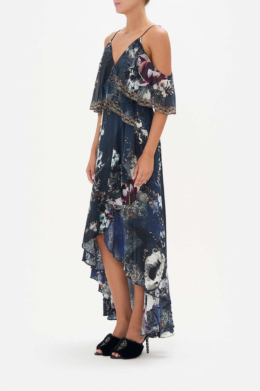 RUFFLE OVERLAYER WRAP DRESS NOT A WALLFLOWER