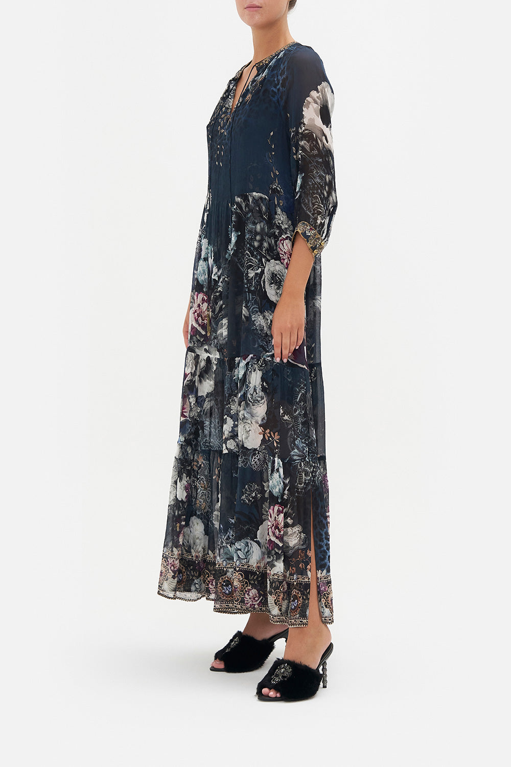 LONG GATHERED PANEL DRESS NOT A WALLFLOWER