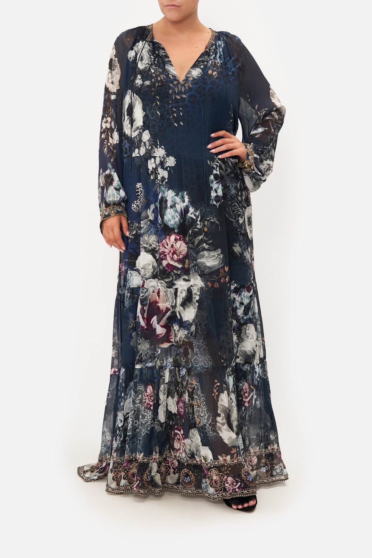 LONG GATHERED PANEL DRESS NOT A WALLFLOWER