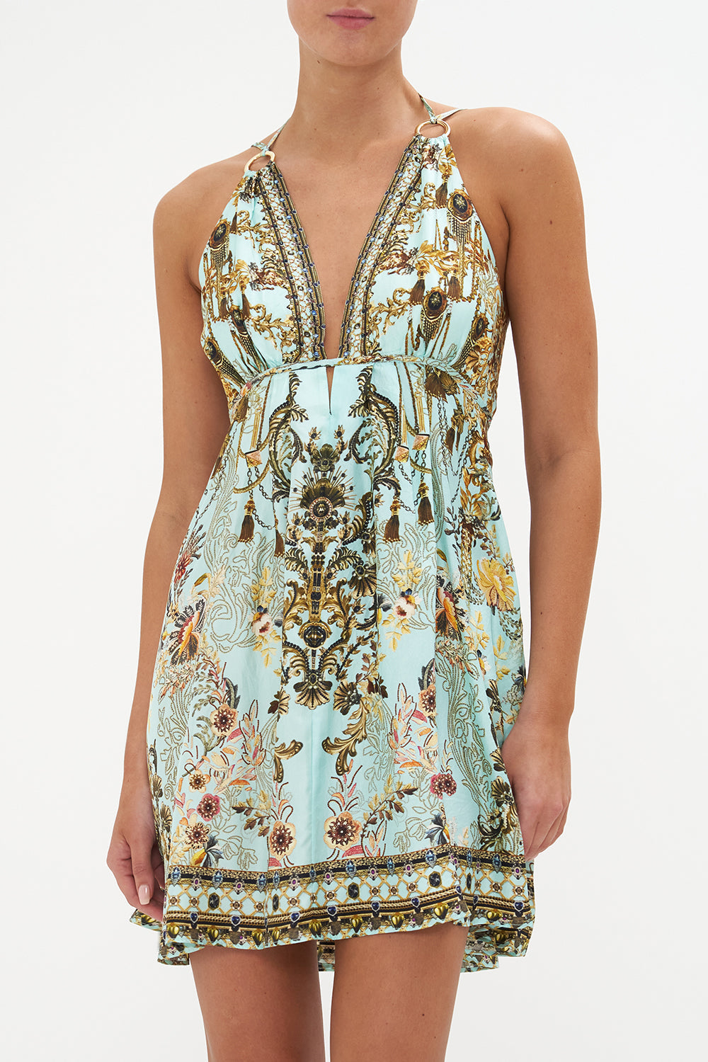 SHORT FLARED DRESS WITH HARDWARE ADIEU YESTERDAY