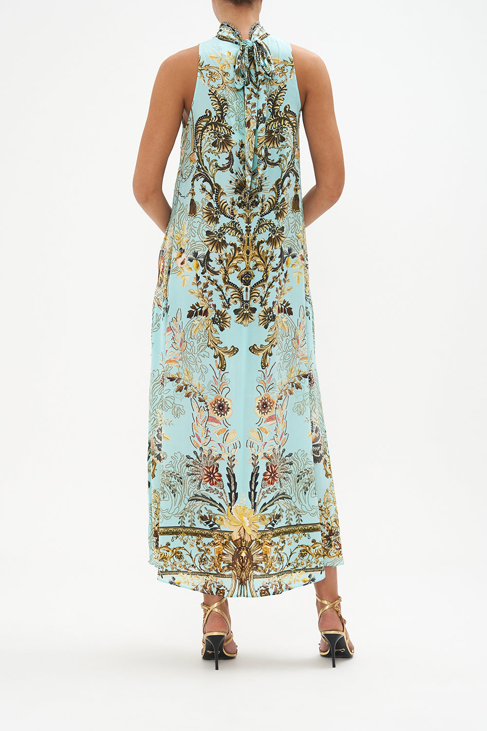 HIGH NECK DRESS WITH BACK NECK TIE ADIEU YESTERDAY