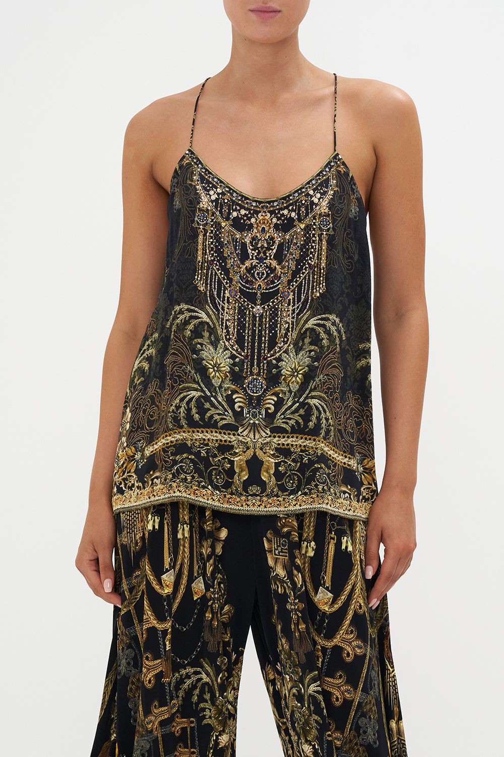 T BACK SHOESTRING TOP THE NIGHT IS NOIR