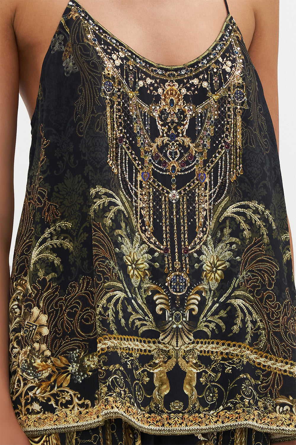 T BACK SHOESTRING TOP THE NIGHT IS NOIR