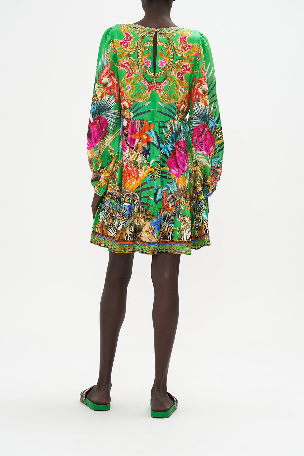 SHORT TIE FRONT BLOUSON DRESS CURIOUS AND CURIOUSER