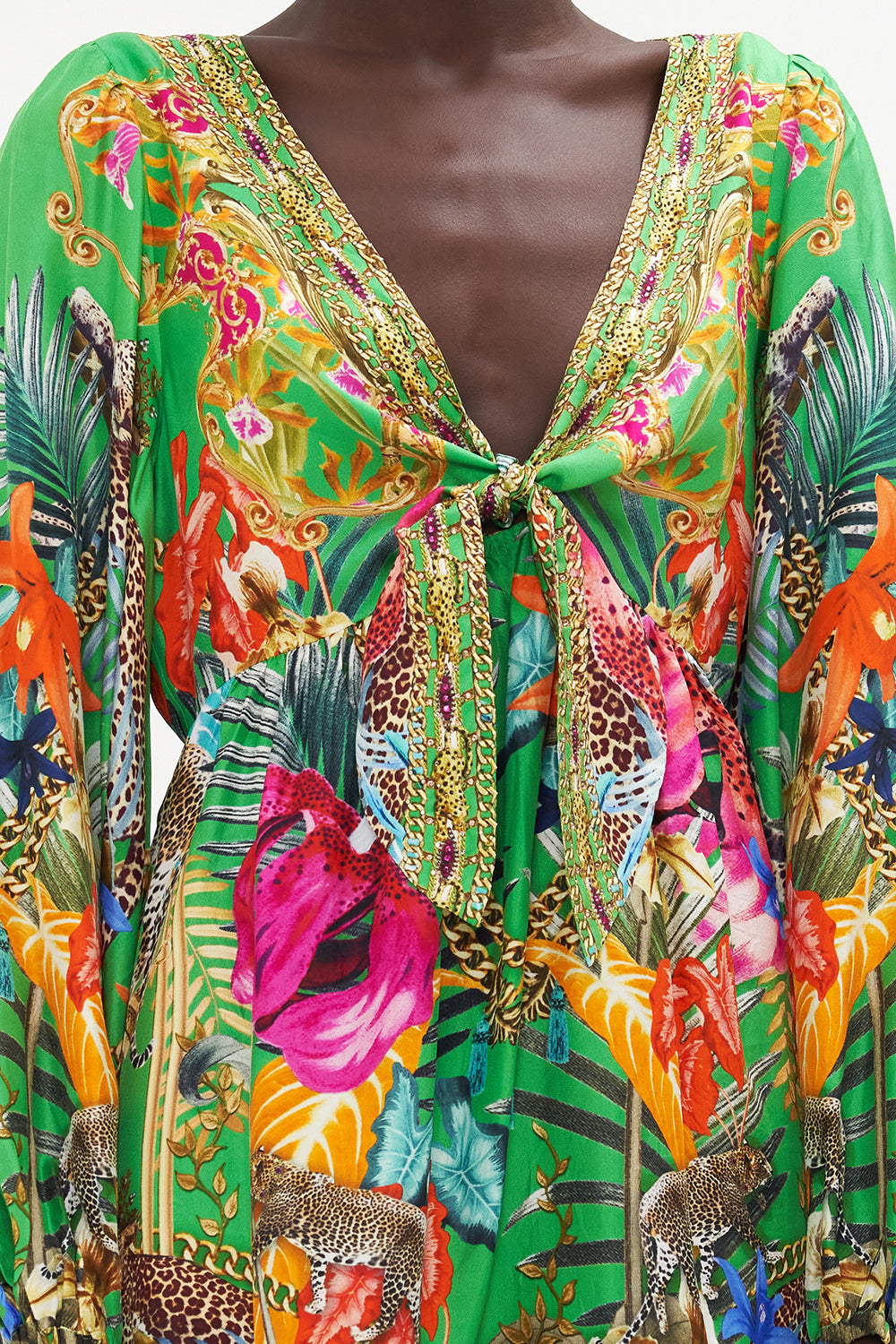 SHORT TIE FRONT BLOUSON DRESS CURIOUS AND CURIOUSER