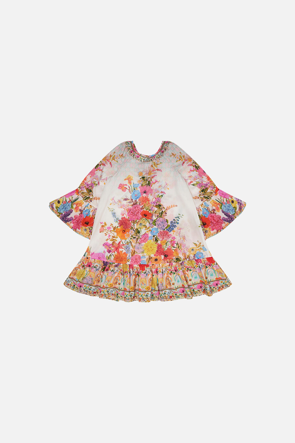 KIDS A-LINE GATHERED DRESS 12-14 SUNLIGHT SYMPHONY