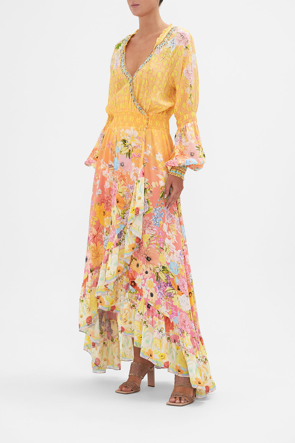 BLOUSON SLEEVE WRAP DRESS SOLAR FLARE