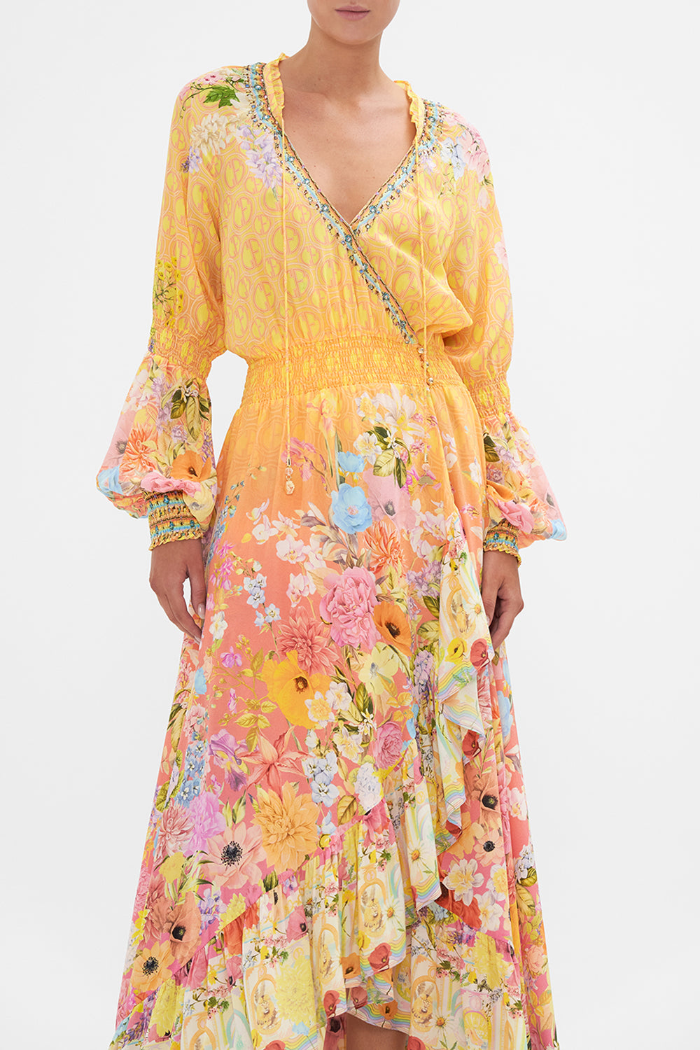 BLOUSON SLEEVE WRAP DRESS SOLAR FLARE