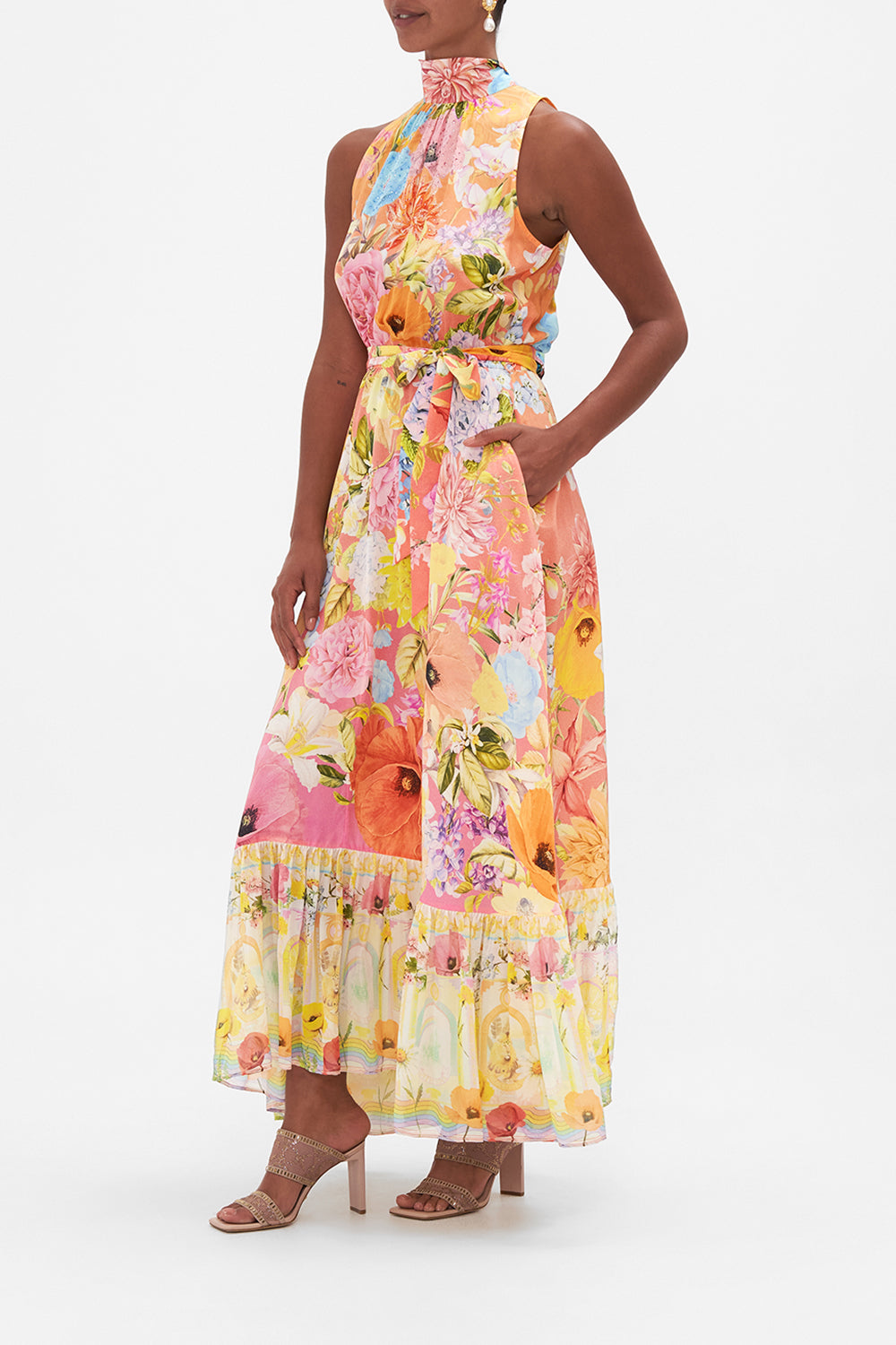 NECKTIE DRESS WITH ELASTICATED WAIST SOLAR FLARE