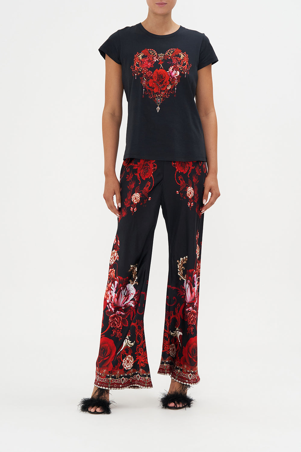 Slim Fit Round Neck T-Shirt Sisterhood Of The Rose print by CAMILLA