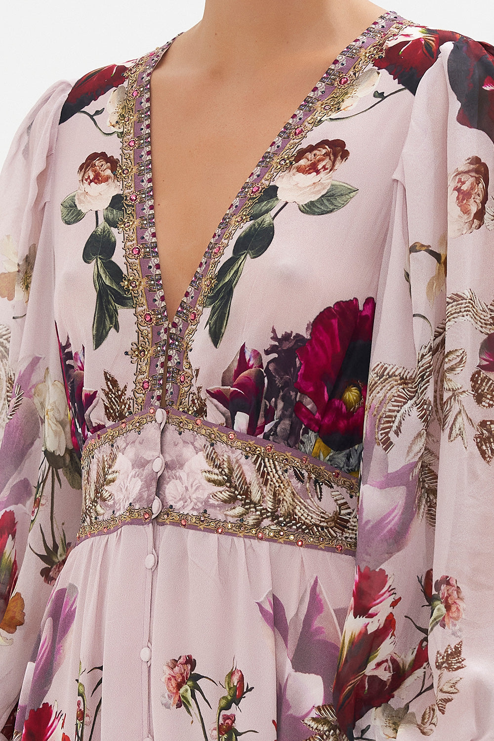 LONG BUTTON FRONT DRESS GYPSY ROSE