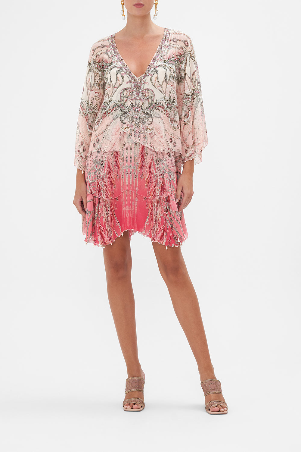 Layered Frill Short Dress Starship Sistas print by CAMILLA