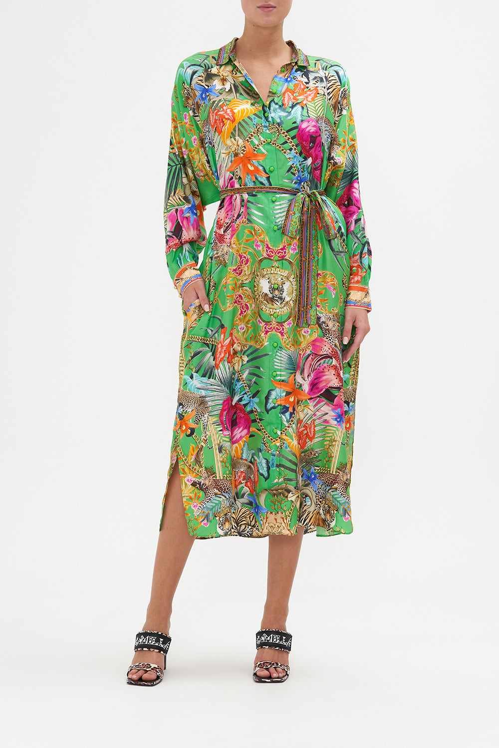 Collared Button Through Dress Curious And Curiouser print by CAMILLA