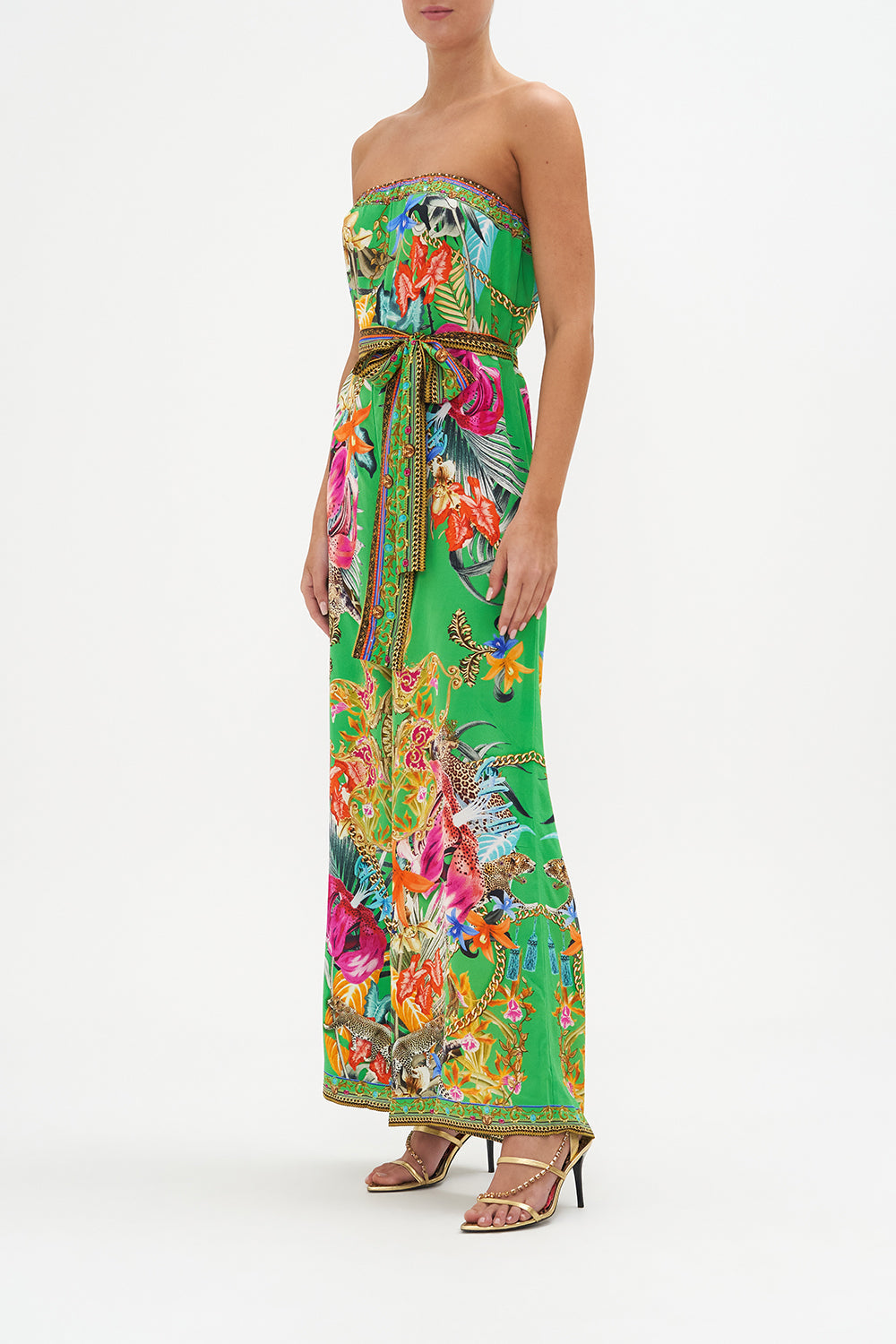 TIE WAIST STRAPLESS JUMPSUIT CURIOUS AND CURIOUSER