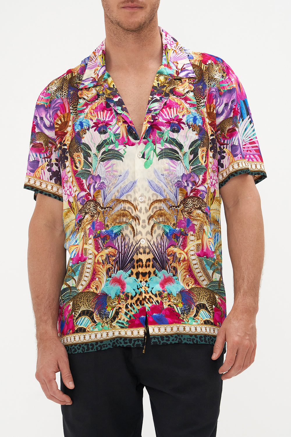 SHORT SLEEVE CAMP COLLARED SHIRT MERRY GO ROUND