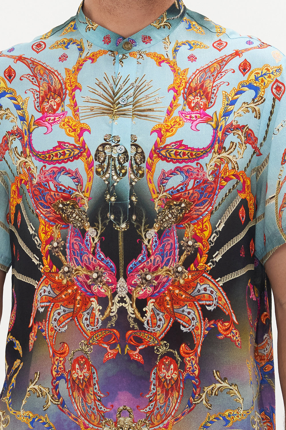 SHORT SLEEVE MANDARIN SHIRT WHAT LIES BENEATH
