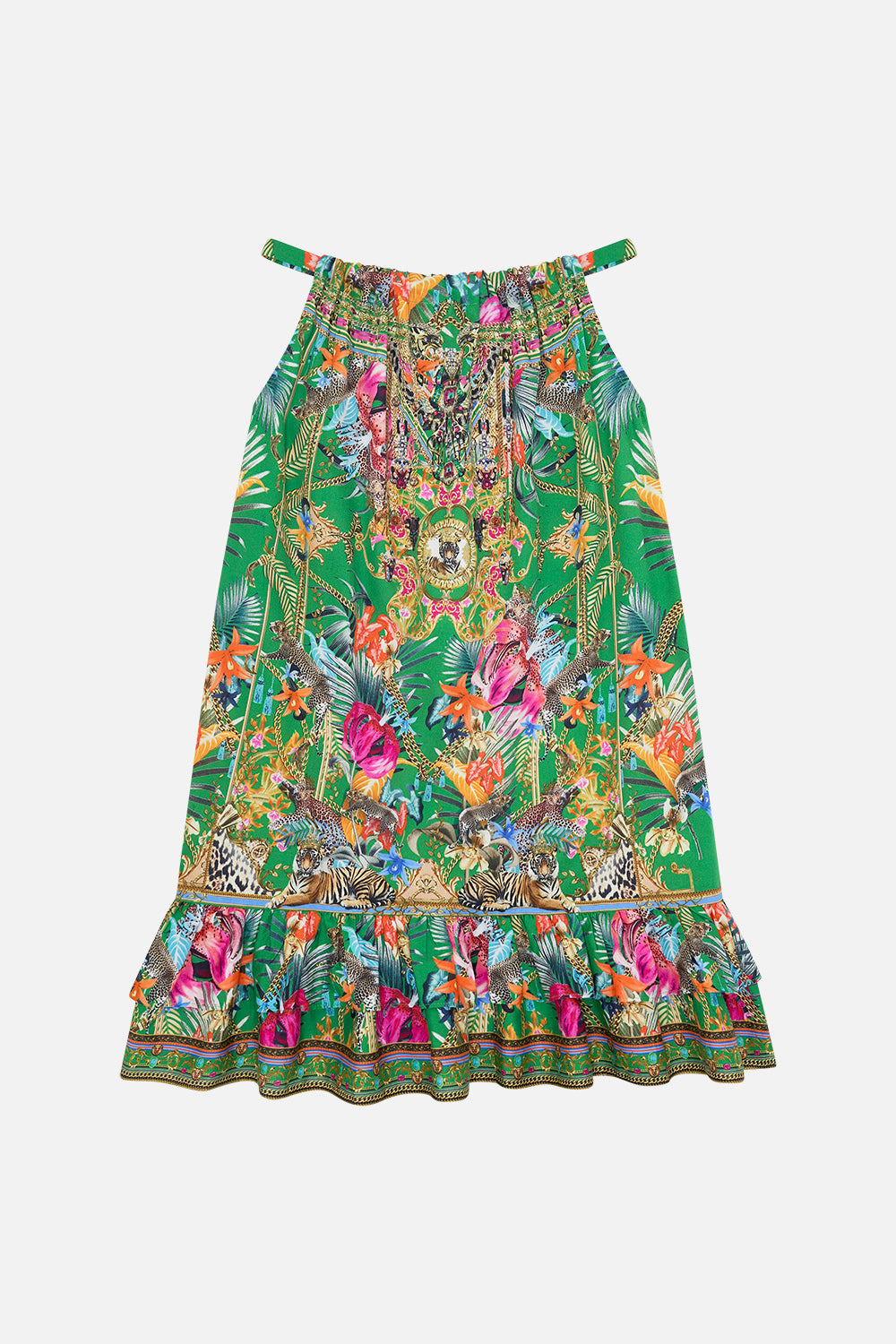 Kids Frill Hem Tiered Dress 4-10 Curious And Curiouser print by CAMILLA