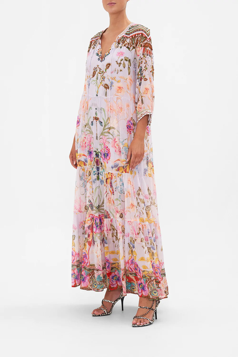 LONG GATHERED PANEL DRESS NATURES KALEIDOSCOPE