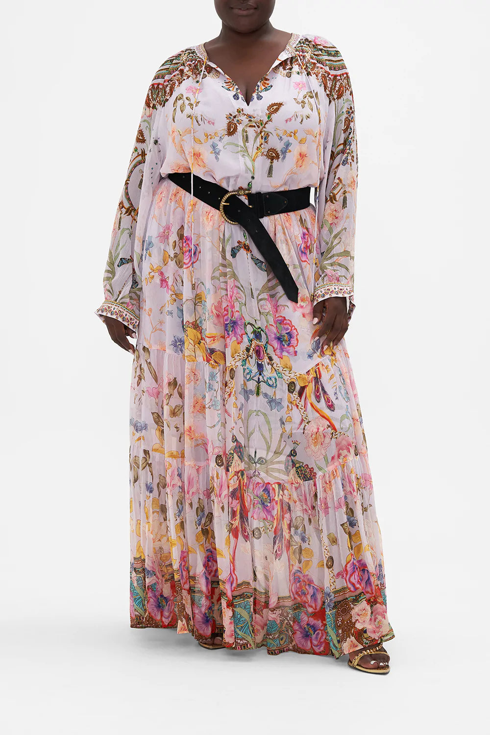 LONG GATHERED PANEL DRESS NATURES KALEIDOSCOPE