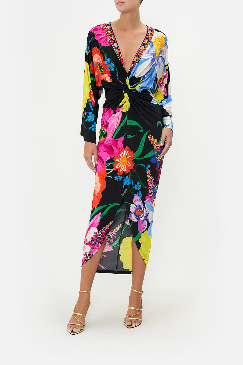 LONG SPLIT FRONT TWIST JERSEY DRESS PALACIO POETRY main image 1