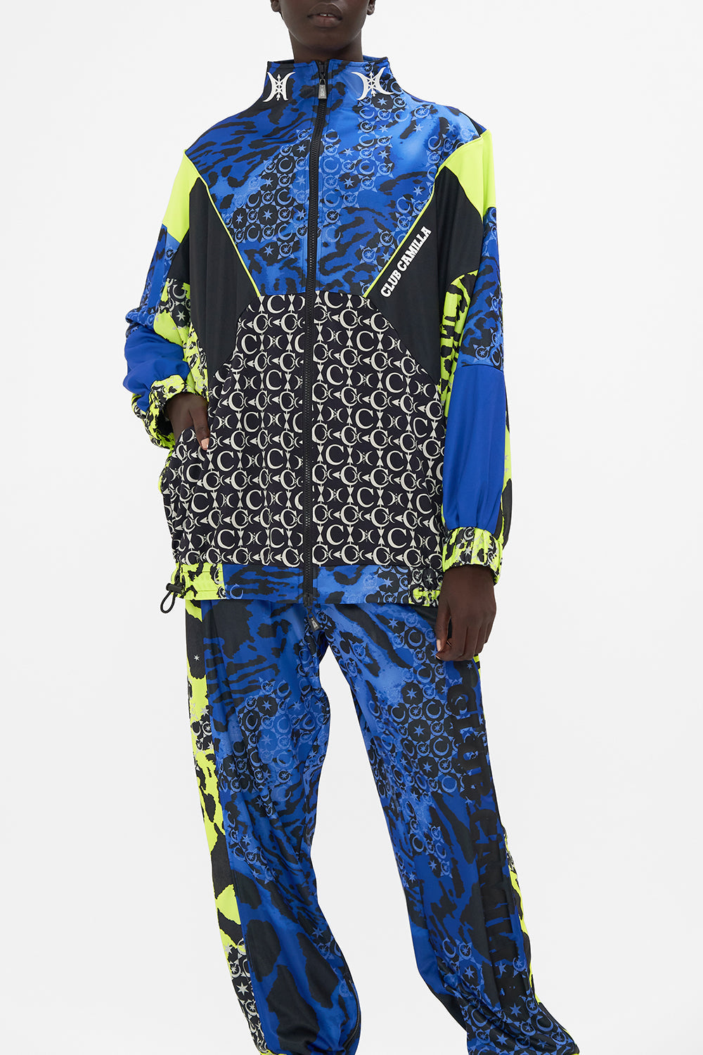 OVERSIZED SPLICED SPORTS JACKET CAT GOT YOUR TONGUE