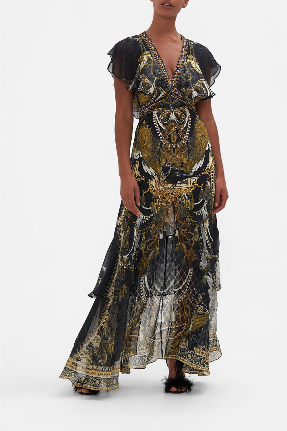 TIE FRONT MAXI WITH CENTRE FRONT SPLIT RAVIN RAVEN