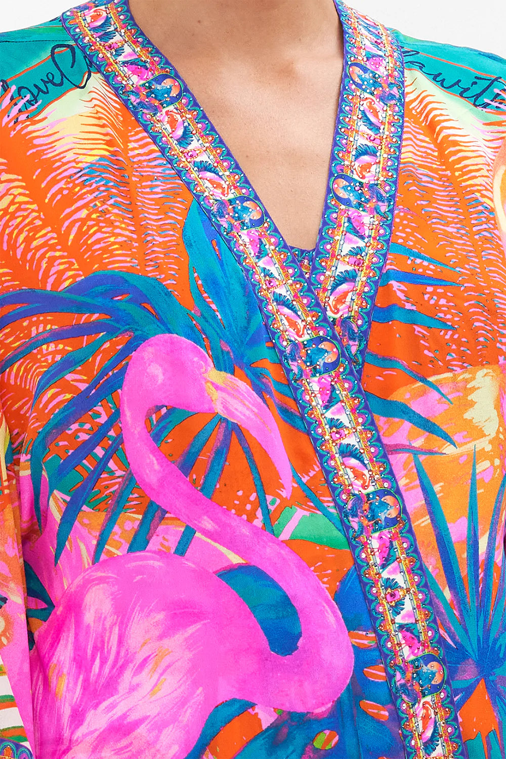 KIMONO WITH LONG UNDERLAYER FLAMENCO FLAMINGO