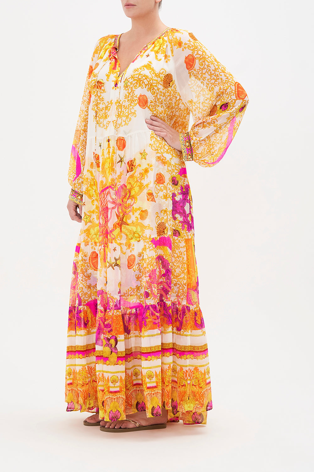 LONG GATHERED PANEL DRESS SQUID SQUAD