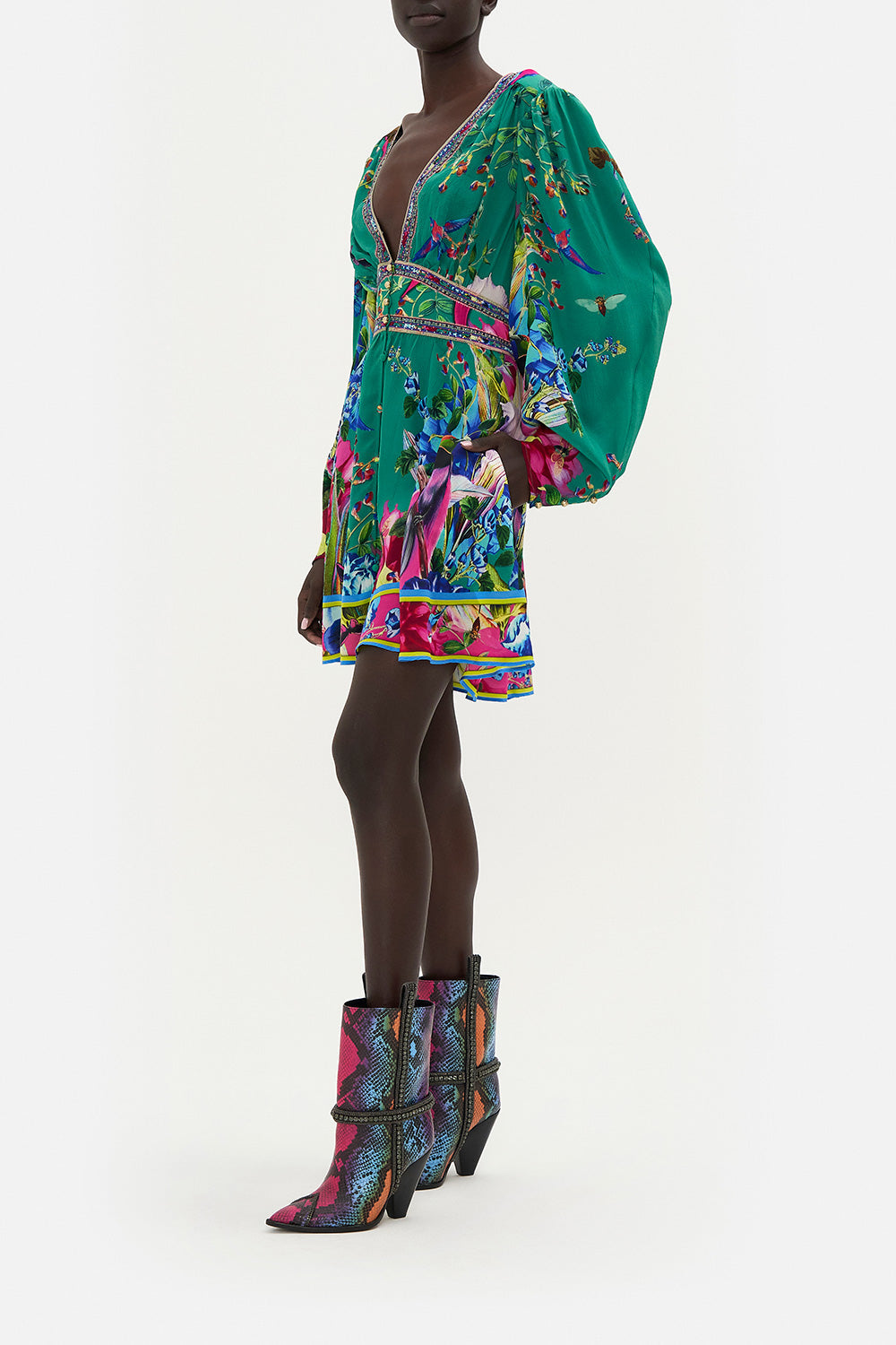 DROP SLEEVE DRESS WITH WAISTBAND RUN FROM PARADISE