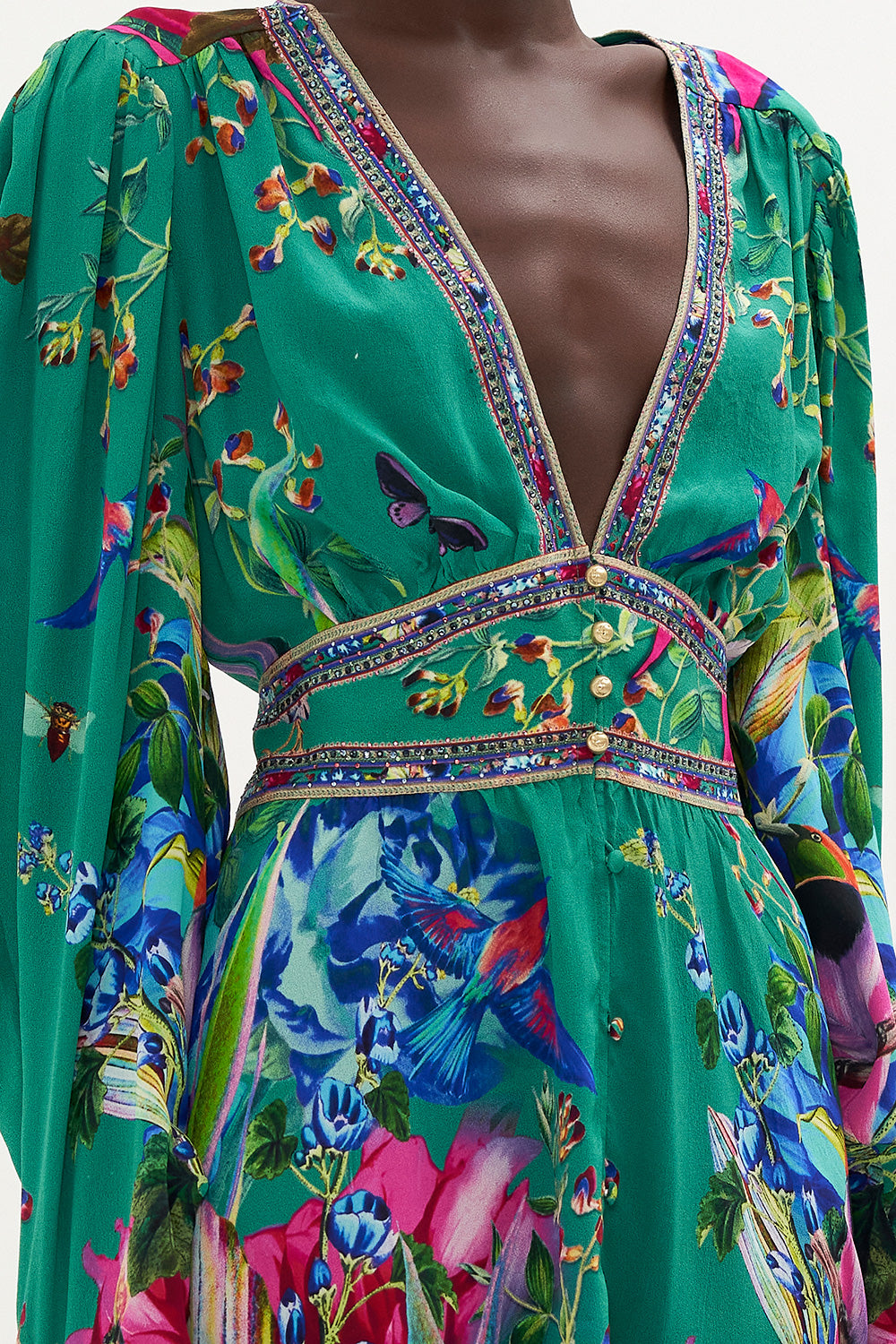 DROP SLEEVE DRESS WITH WAISTBAND RUN FROM PARADISE