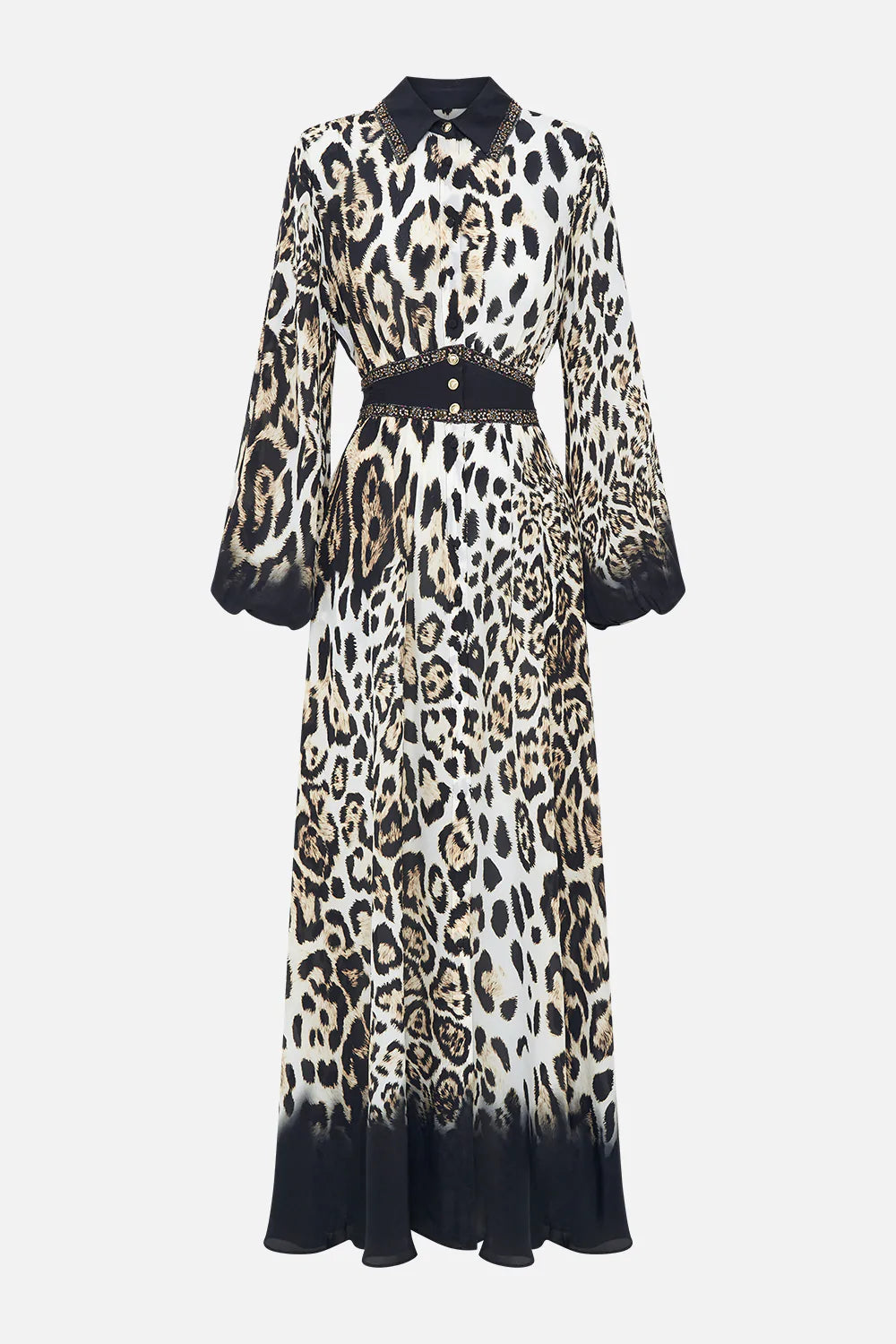 WAISTBAND LONG DRESS WITH COLLAR COOL FOR CATS