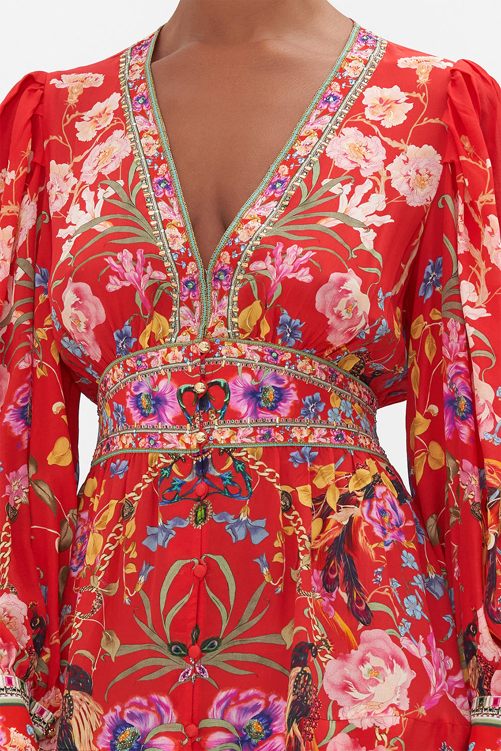 BUTTON FRONT FRILL DRESS RUFFLE SOME FEATHERS