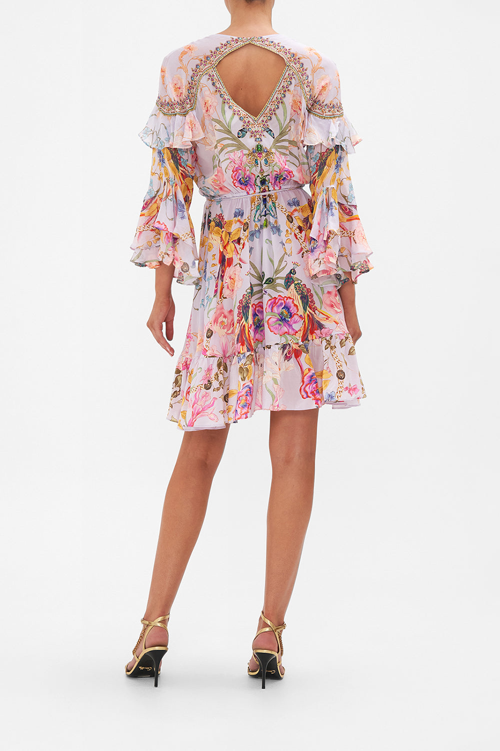 SHORT WRAP DRESS WITH RUFFLES NATURES KALEIDOSCOPE