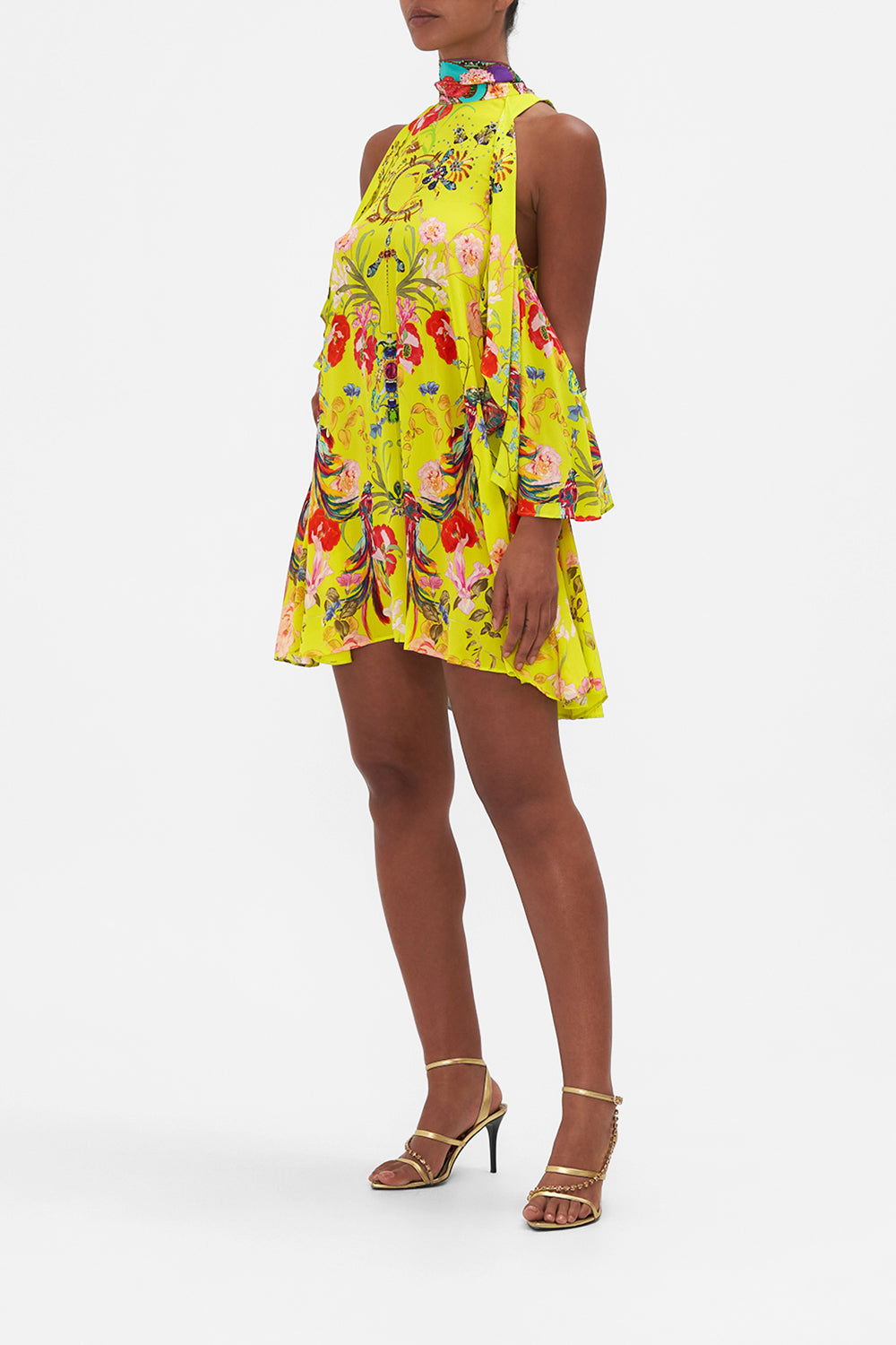 NECK TIE SHORT DRESS PEACOCK PROUD