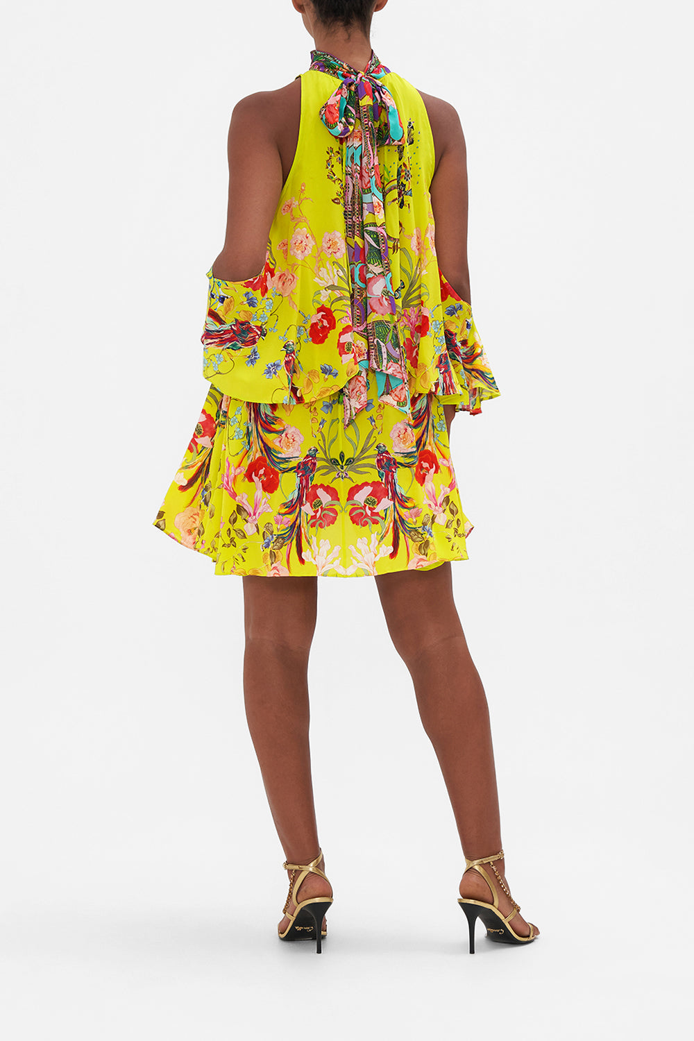 NECK TIE SHORT DRESS PEACOCK PROUD