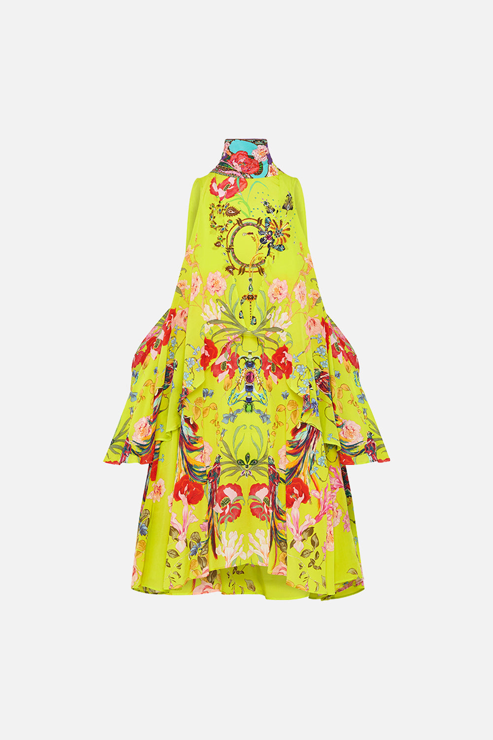 NECK TIE SHORT DRESS PEACOCK PROUD